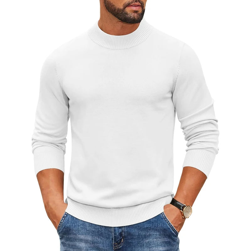 Men's Mock Style Turtleneck Pullover Sweater - Dressy or Casual (8 colors available)