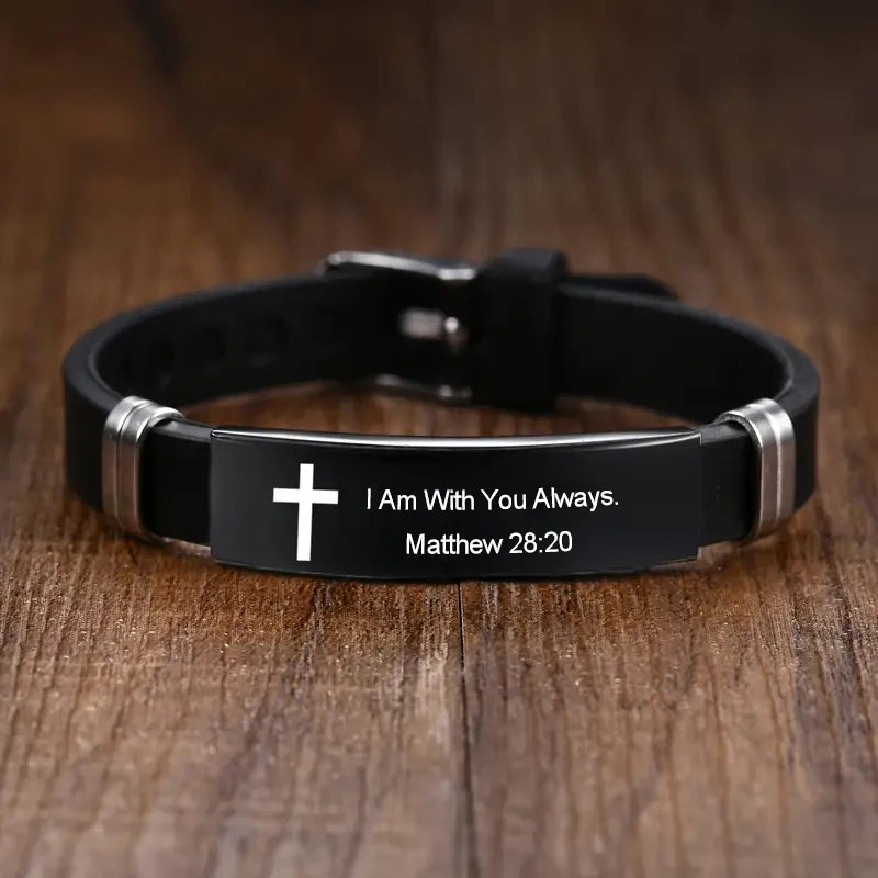 Inspirational Bible Verse Bracelet - Black Stainless Steel