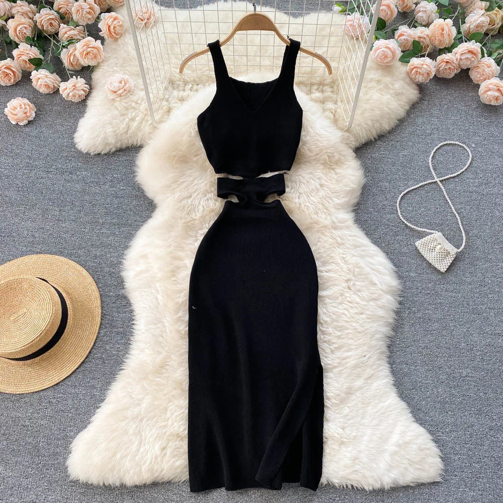 Fashion Dress Trendy Cut-Out Waist - Leg/Hip Split (6 Colors Available)