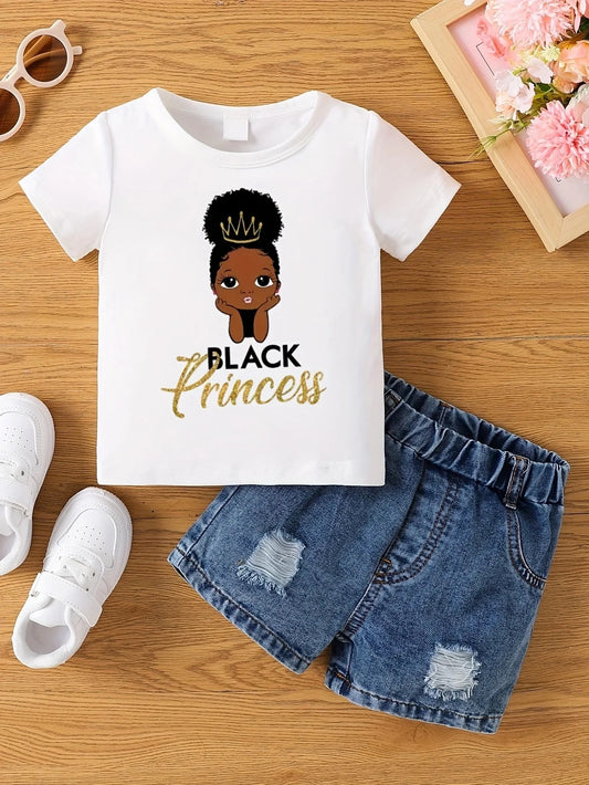 Girls Fashion "Black Princess" T-Shirt (Shorts not included)