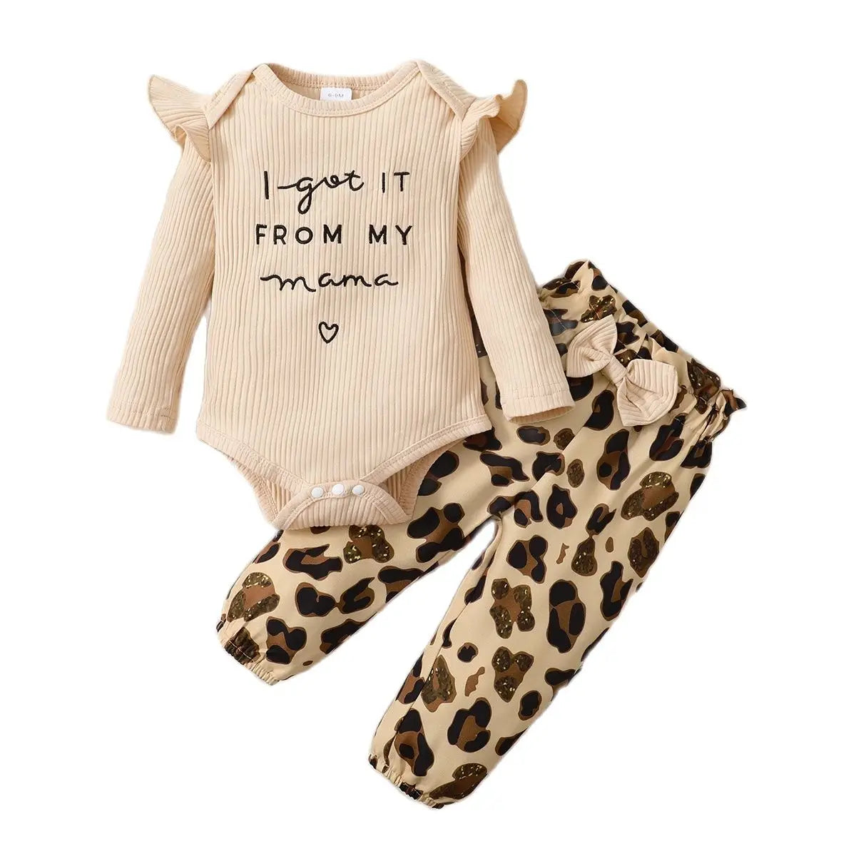 Infant/Toddler Girls Outfit 3pc-Set Long Sleeve Romper / Leopard Pants & Headband (Newborn-18months)