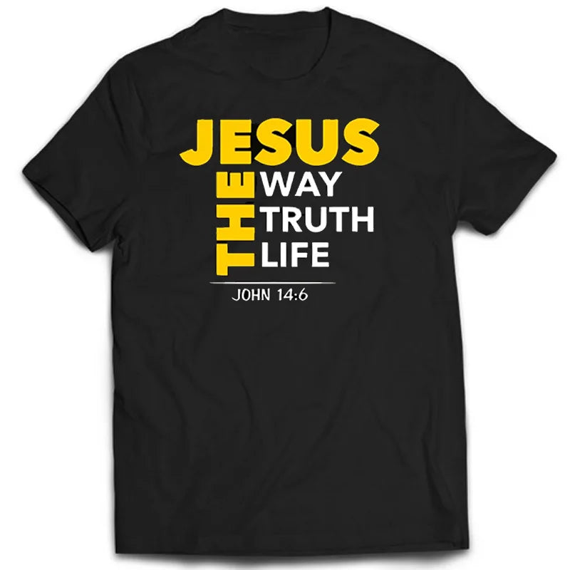 Inspirational Fashion T-shirt "Jesus-The Way Truth Life" John 14:6 (black)