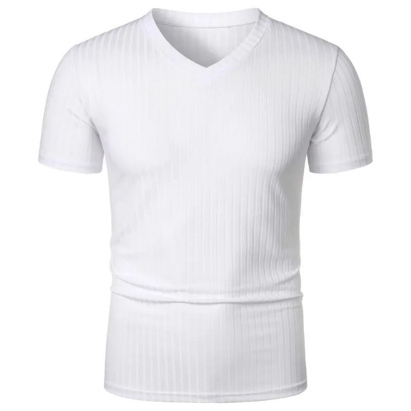 Men's V-Neck Top - Short Sleeve Stretch - Casual or Dressy (7 colors available)