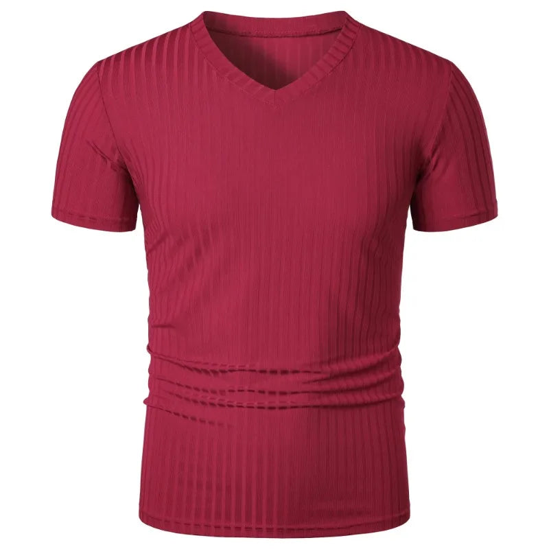 Men's V-Neck Top - Short Sleeve Stretch - Casual or Dressy (7 colors available)