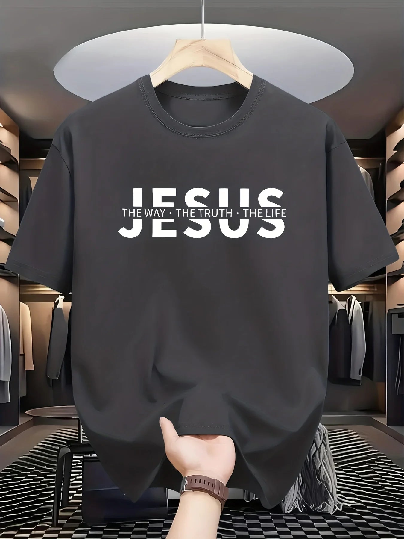 Casual Loose-Fit Inspirational Fashion Tee "Jesus-The Way-The Truth-The Life" (3 colors available)