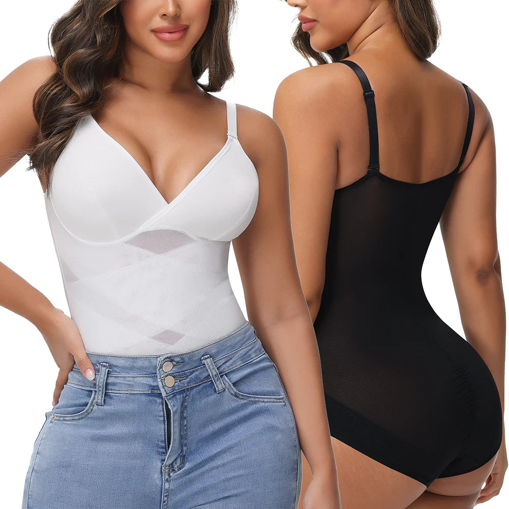 Shapewear Cross Tummy Control - Slimming Waist Bodysuit