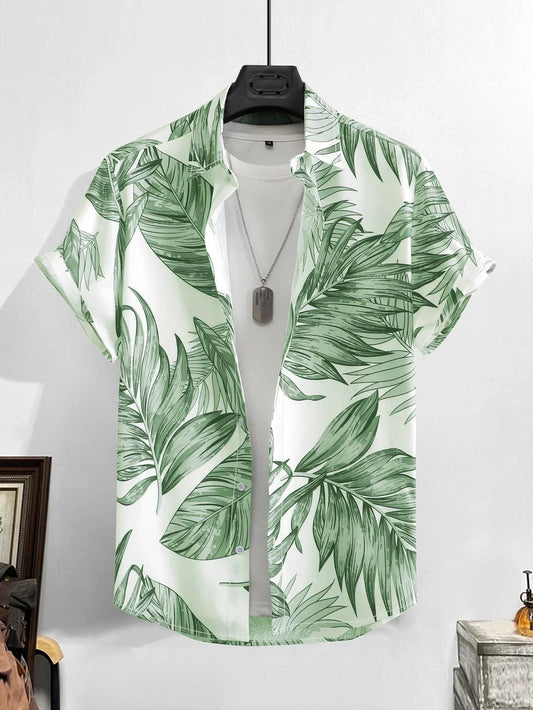 Hawaiian Fashion - Casual Shirt - White / Green
