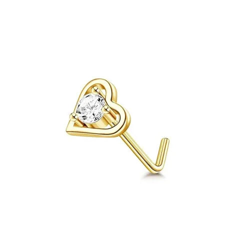 Trendy Nose Ring Heart-Shaped - Diamonds (2 styles available)