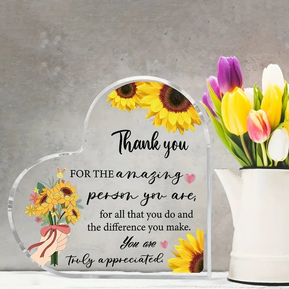 Keepsake Heart-Shaped Acrylic Decor - "Amazing Person You Are"