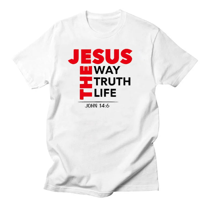 Inspirational Fashion T-shirt "Jesus-The Way Truth Life" John 14:6 (white)