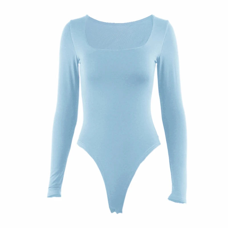 Long Sleeve Romper - Square-Cut Collar