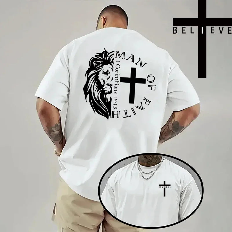Trendy Religious T-shirt -"Lion & MOF" (2 colors available)