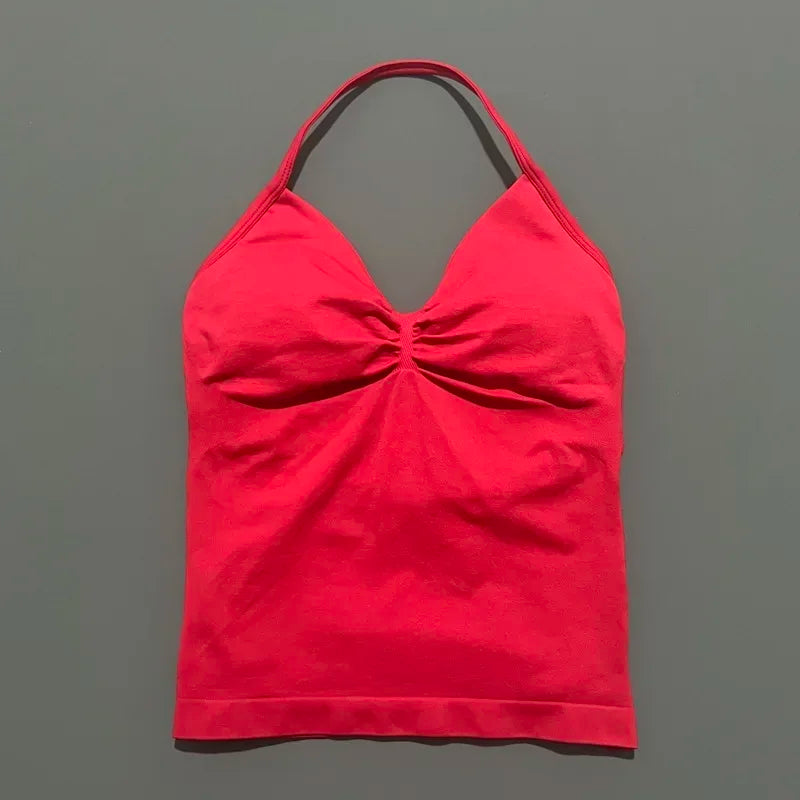 Women's Sporty Backless Halter Tank Top (30 colors available)