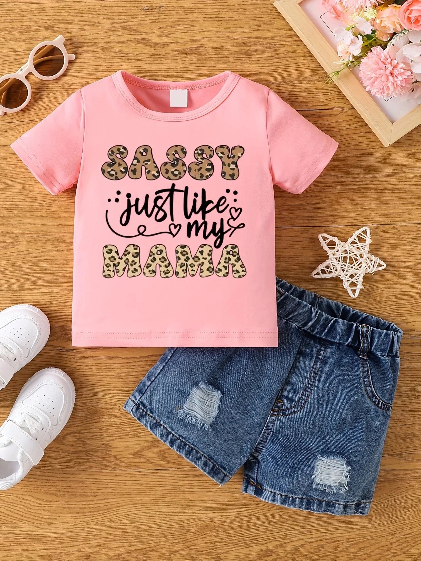 Girls Fashion T-Shirt "Sassy Just Like My Mama" (Shorts not included)
