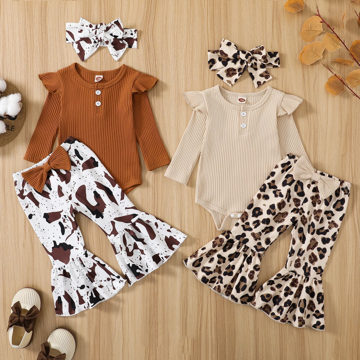 Infant/Toddler  Girl Long Sleeve Romper - Flare Pants (Newborn-12months)
