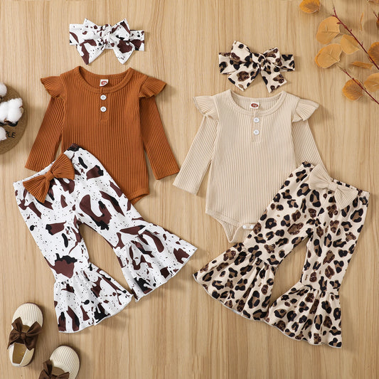 Infant/Toddler  Girl Long Sleeve Romper - Flare Pants (Newborn-12months)