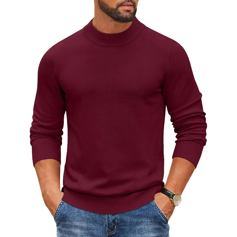 Men's Mock Style Turtleneck Pullover Sweater - Dressy or Casual (8 colors available)