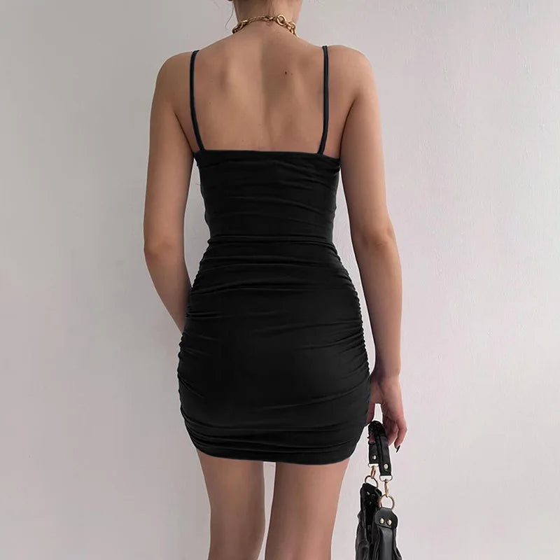 Trendy Sexy Spaghetti Strap Bodycon Dress (3 colors available)
