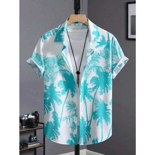 Hawaiian Fashion - Casual Shirt  - White / Turquoise