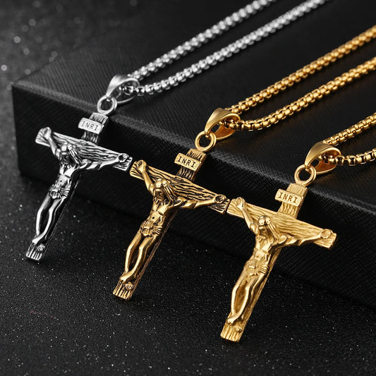 Faith - Crucifix Pendant w/24" Box Link Style Necklace