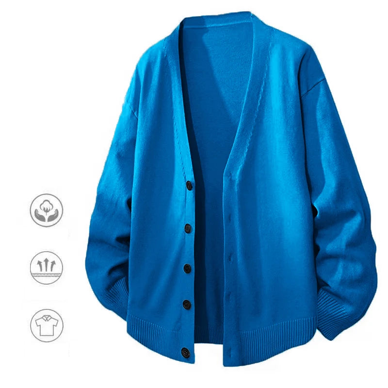 Men's V-Neck Cardigan Sweater Button Up - Casual or Dressy (9 colors available)