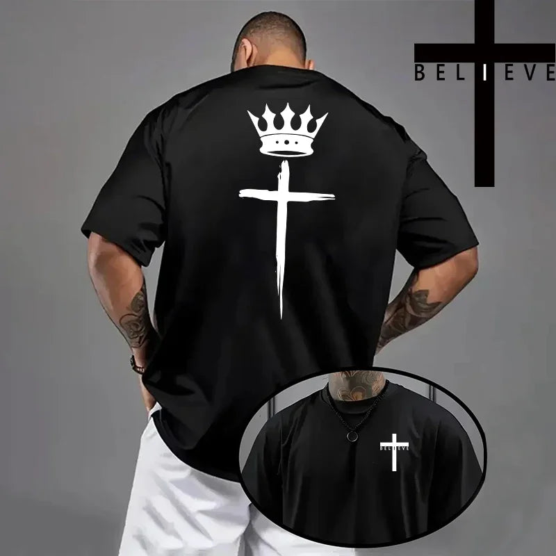 Trendy Religious T-shirt -"Cross & Crown" (2 colors available)