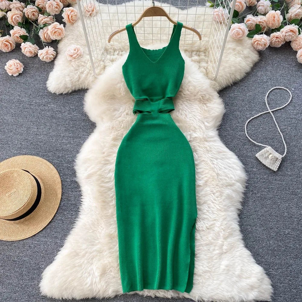 Fashion Dress Trendy Cut-Out Waist - Leg/Hip Split (6 Colors Available)
