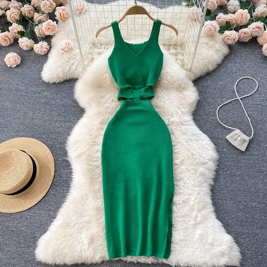 Fashion Dress Trendy Cut-Out Waist - Leg/Hip Split (6 Colors Available)