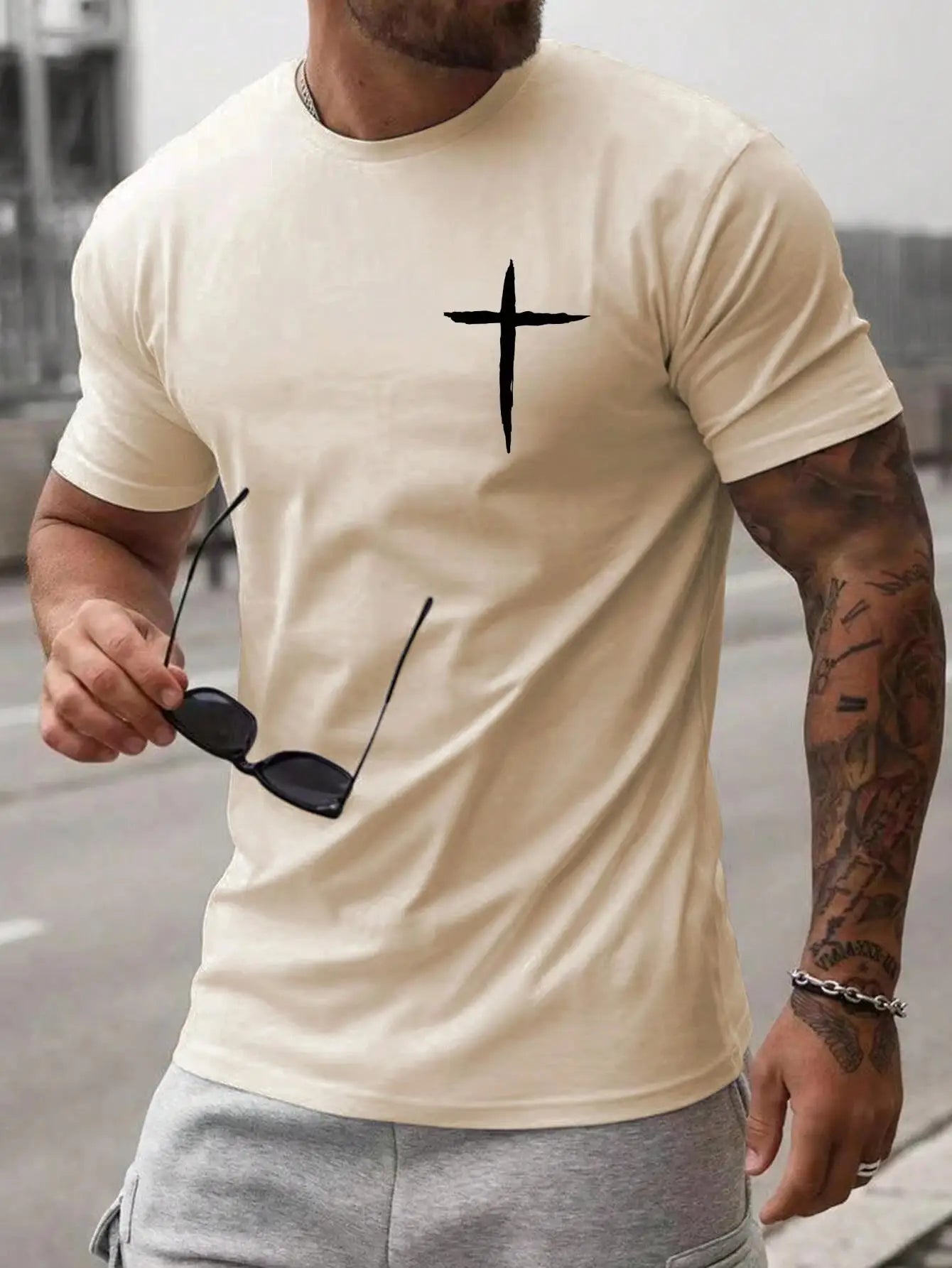 Casual T-Shirt - Simplicity Cross Print