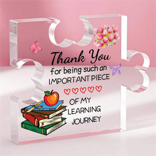 Keepsake Puzzle-Shaped Acrylic Decor - "Thank You...Learning Journey"