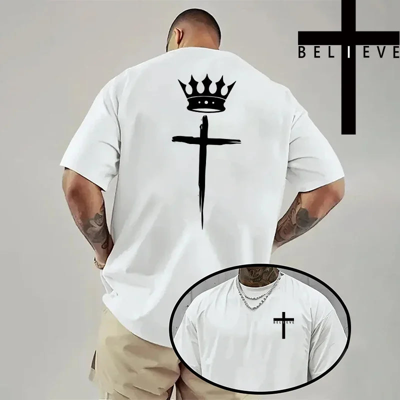 Trendy Religious T-shirt -"Cross & Crown" (2 colors available)