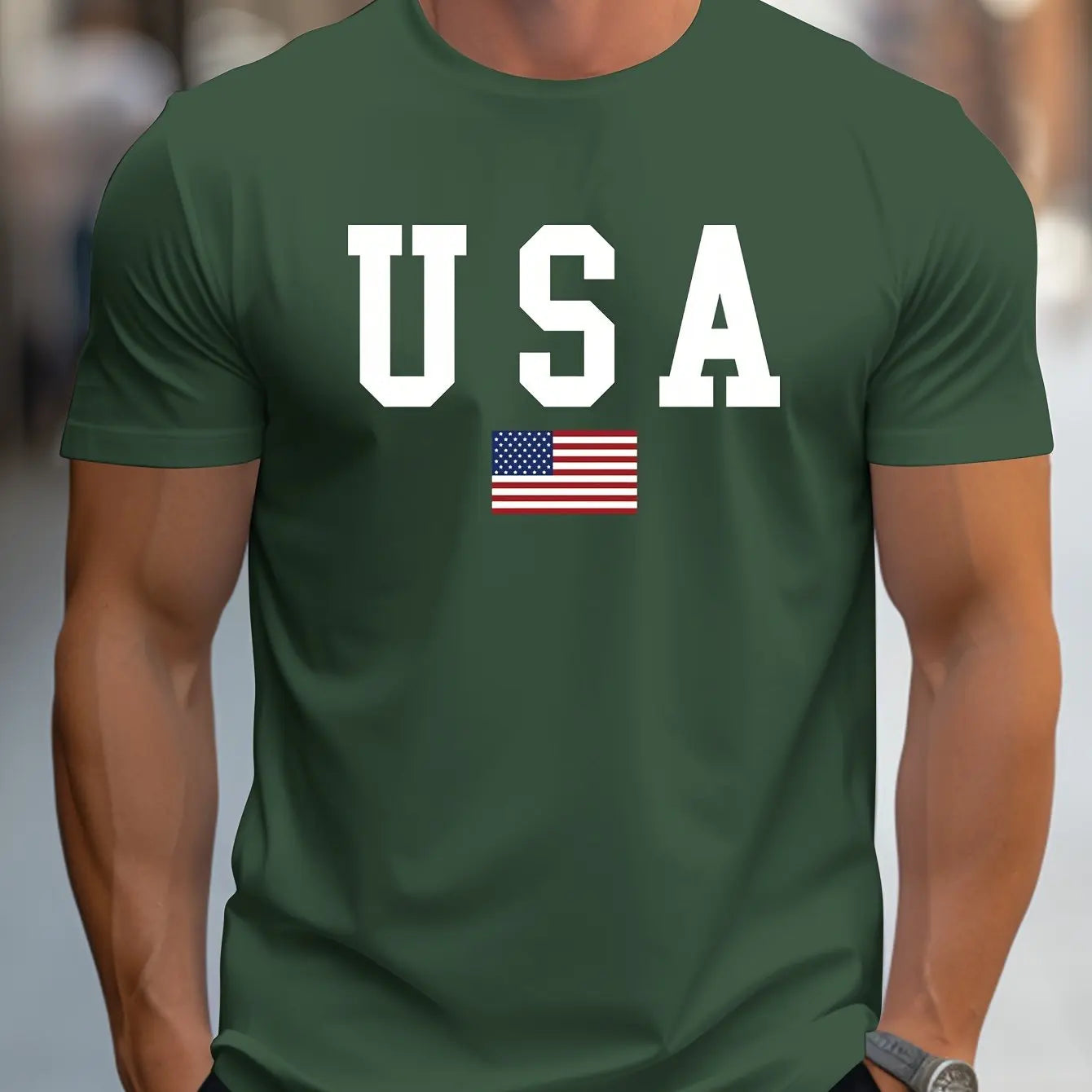 Casual T-shirt - USA & Flag
