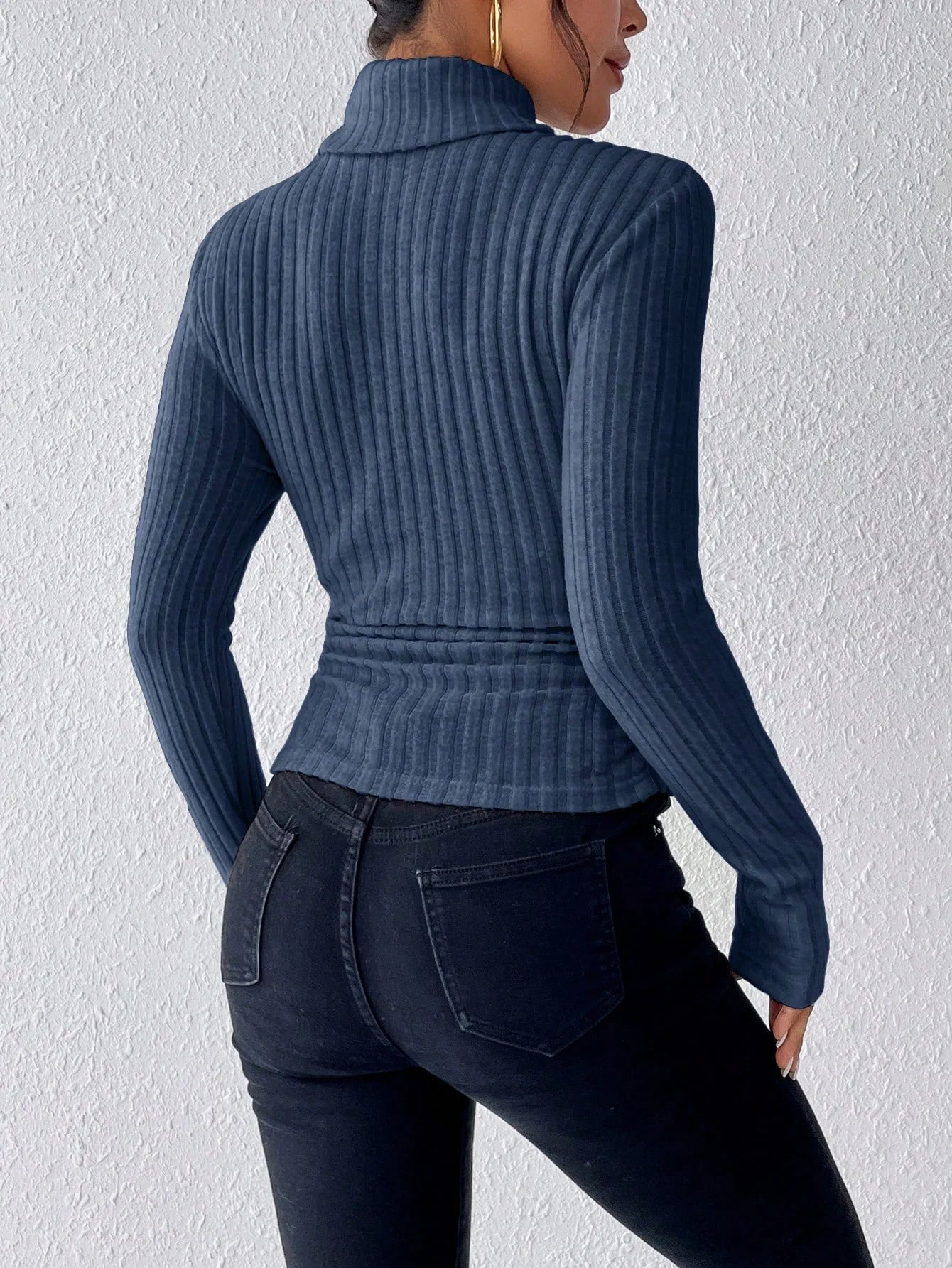 Autumn and Winter Women's Casual Top - High Neck / Long Sleeve / Slim Knit