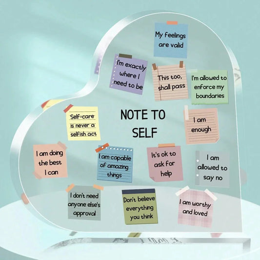 Keepsake Heart-Shaped Acrylic Decor - "Note to Self"