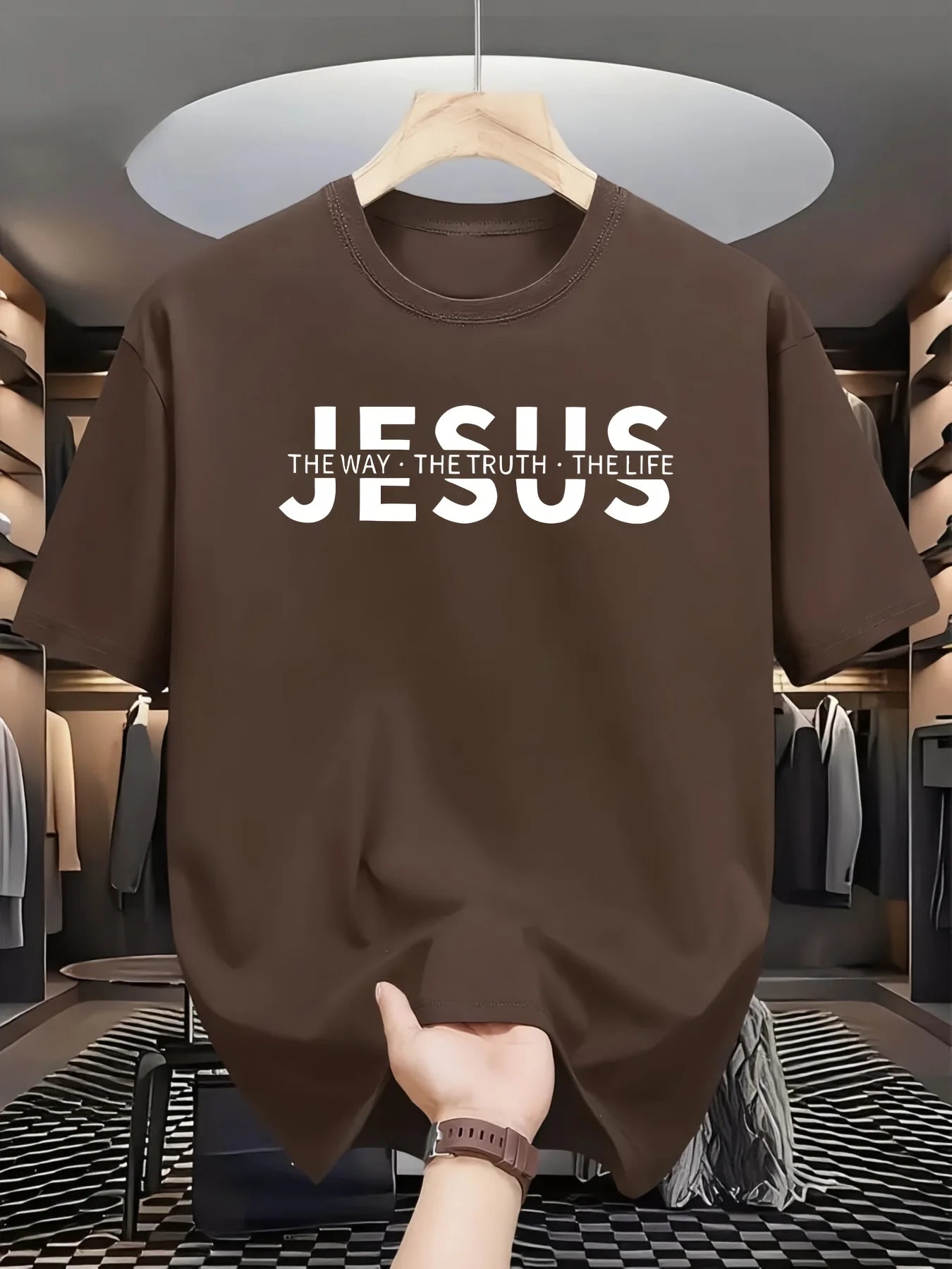 Casual Loose-Fit Inspirational Fashion Tee "Jesus-The Way-The Truth-The Life" (3 colors available)