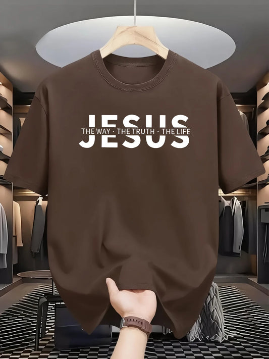 Casual Loose-Fit Inspirational Fashion Tee "Jesus-The Way-The Truth-The Life" (3 colors available)