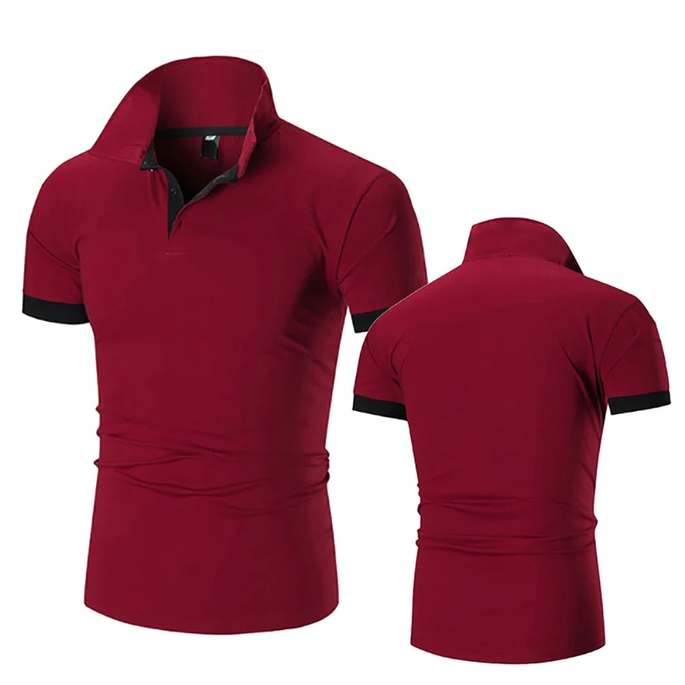 Polo Collar Shirt - Short-sleeved, Casual, Breathable