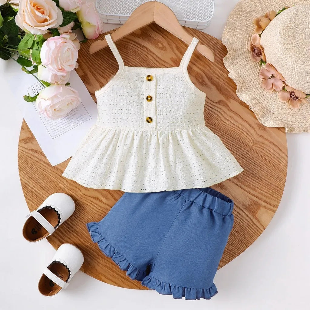 Infant/Toddler Girls Spaghetti Strap Top Shorts - 2pc Set (3mo - 3 Yrs)