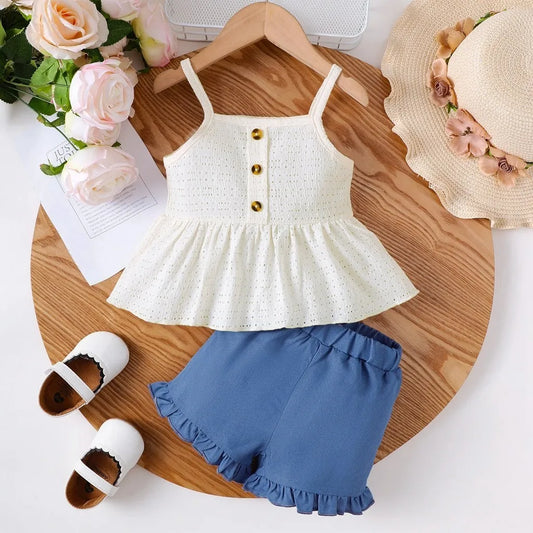 Infant/Toddler Girls Spaghetti Strap Top Shorts - 2pc Set (3mo - 3 Yrs)
