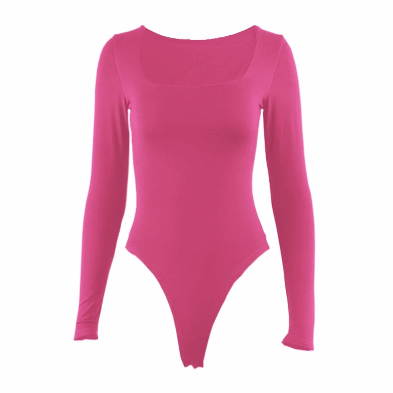 Long Sleeve Romper - Square-Cut Collar