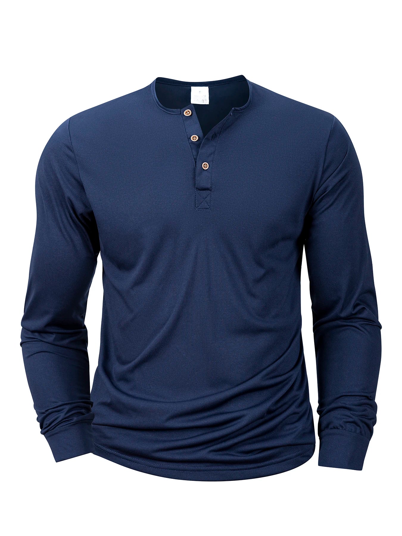 Mens Casual Long Sleeve Button Up V-Neck Shirt Comfortable Fit