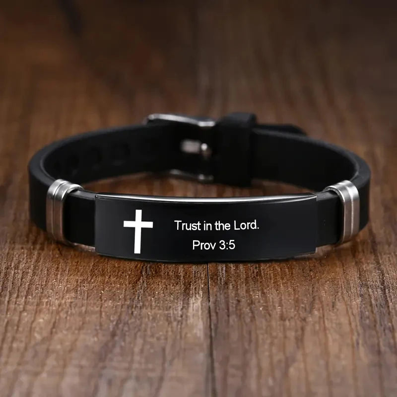 Inspirational Bible Verse Bracelet - Black Stainless Steel