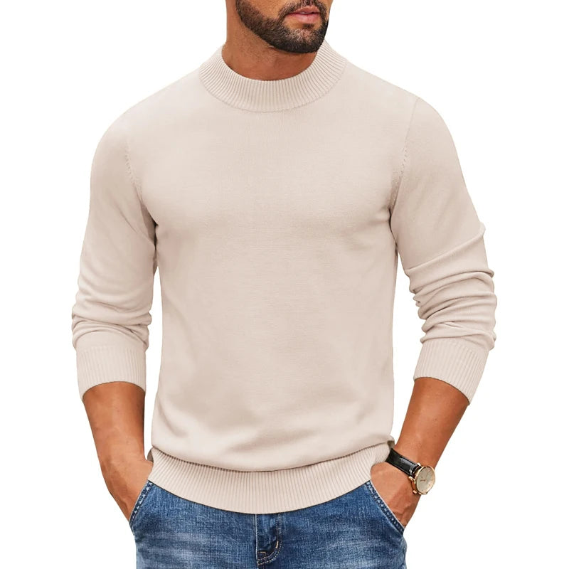 Men's Mock Style Turtleneck Pullover Sweater - Dressy or Casual (8 colors available)
