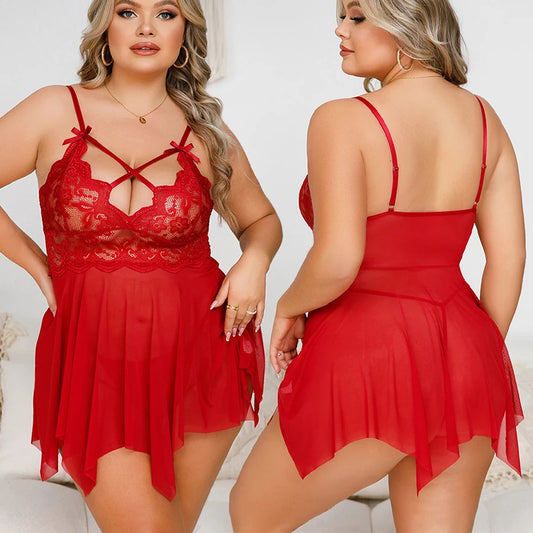Sexy Nighty Lingerie Low-Cut Criss Cross 2-piece Set (2 colors available) S - XXL