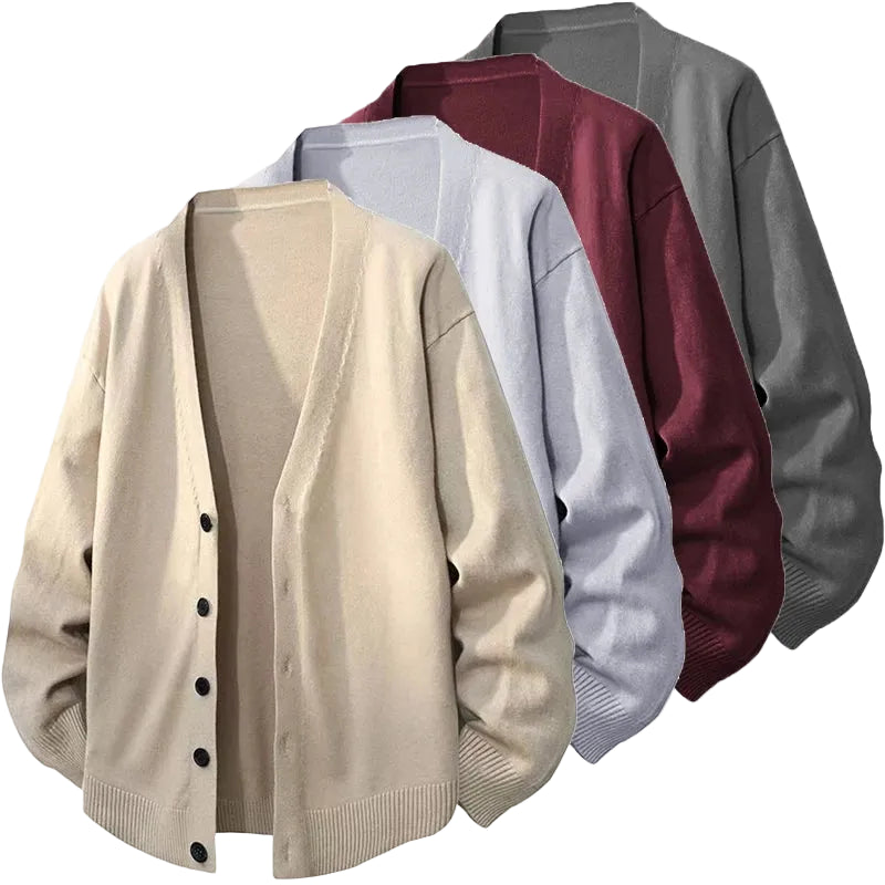 Men's V-Neck Cardigan Sweater Button Up - Casual or Dressy (9 colors available)