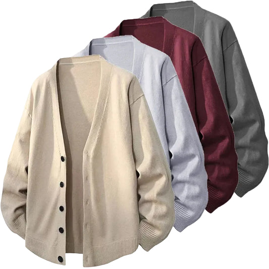 Men's V-Neck Cardigan Sweater Button Up - Casual or Dressy (9 colors available)