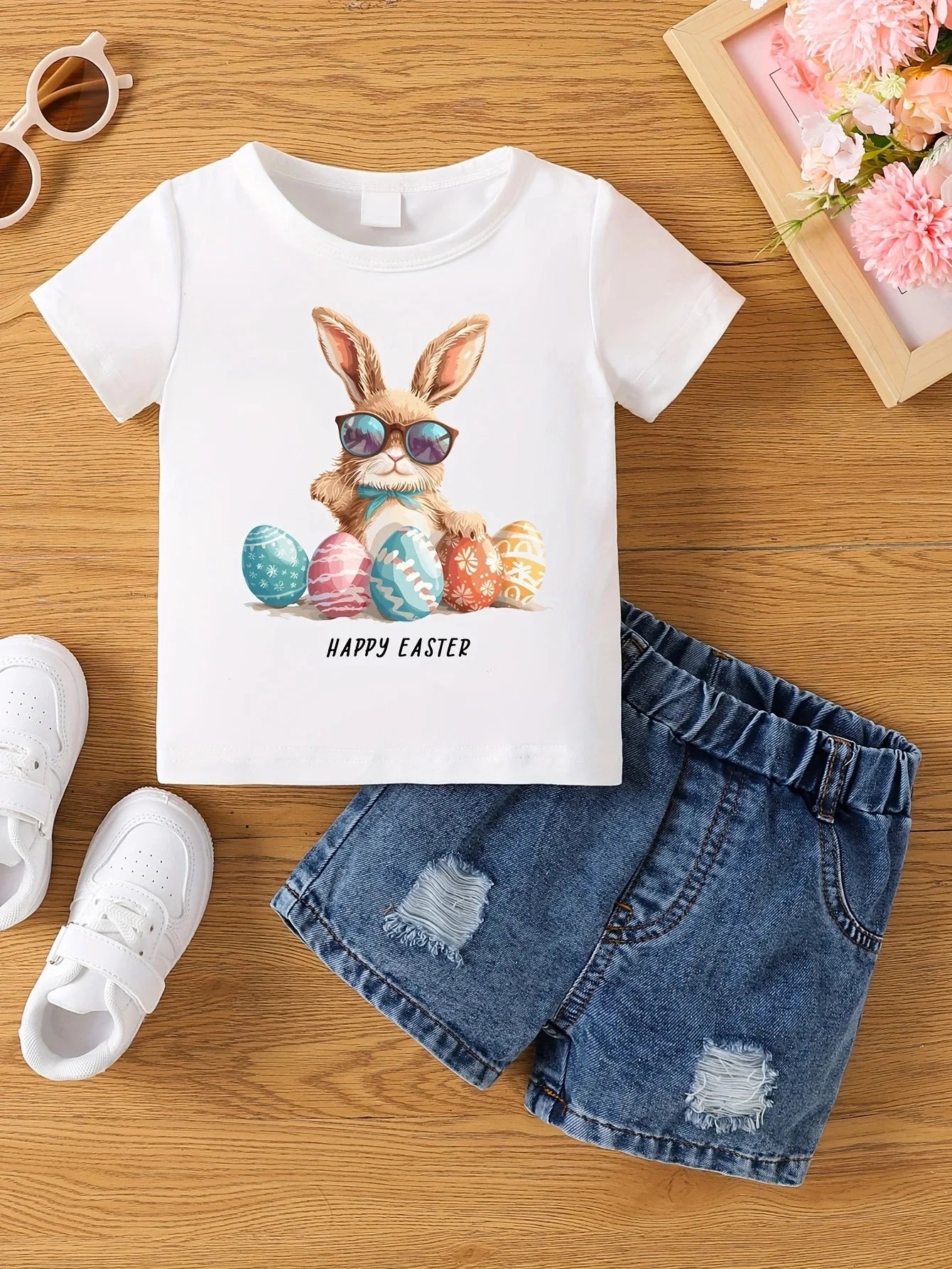 Boys/Girls Fashion "Happy Easter" T-Shirt Unisex (Shorts not included)