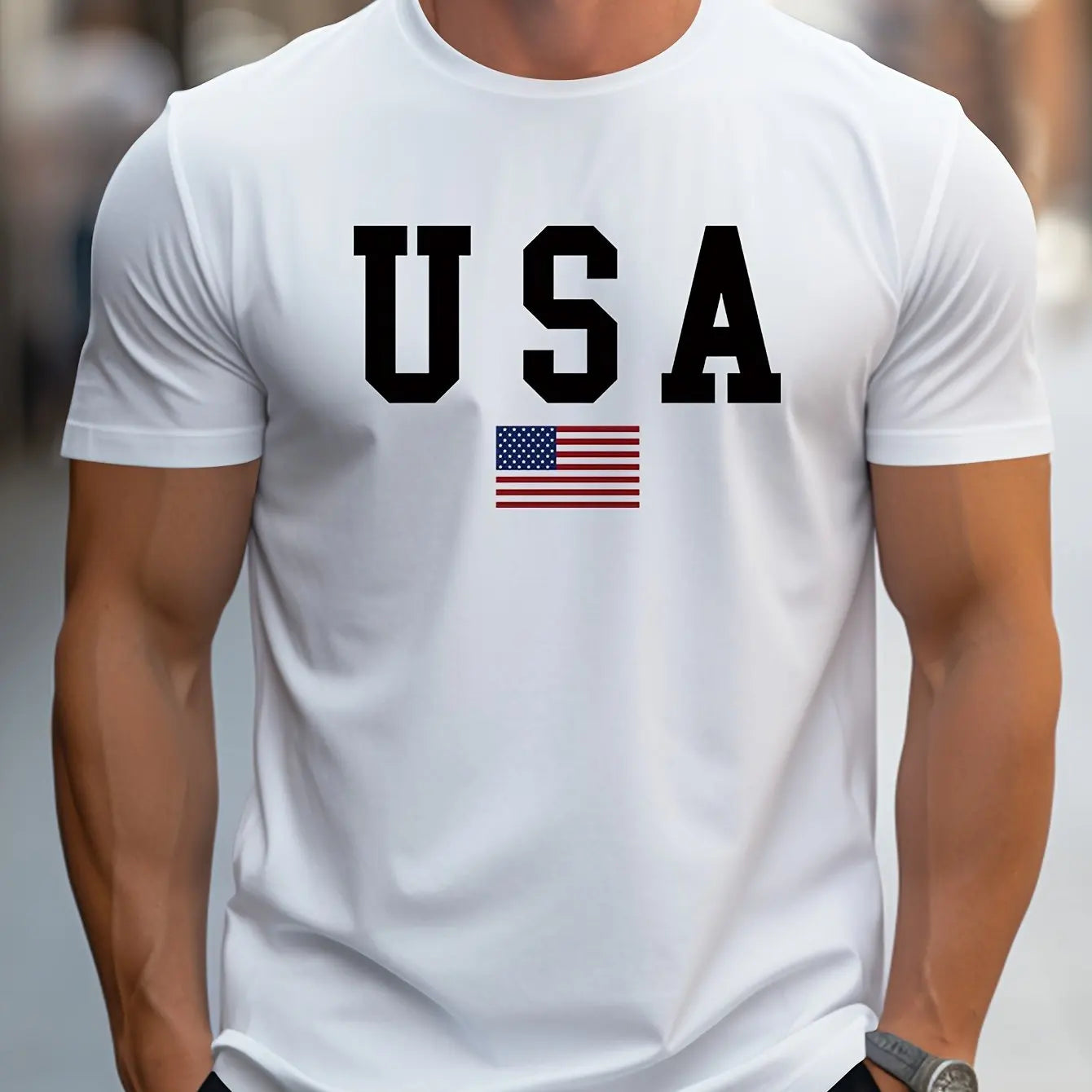 Casual T-shirt - USA & Flag