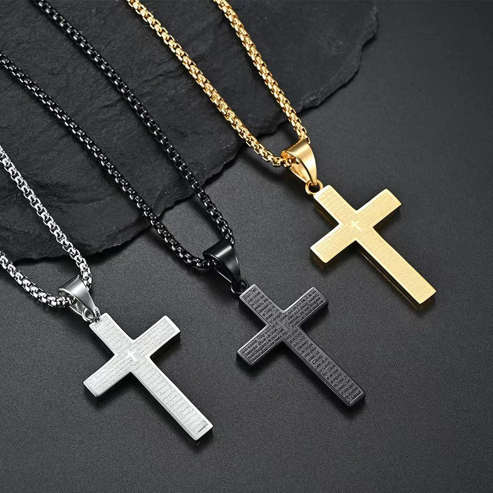 Religious Faith Bible Verse Cross Necklace Stainless Steel / Titanium Steel Pendant