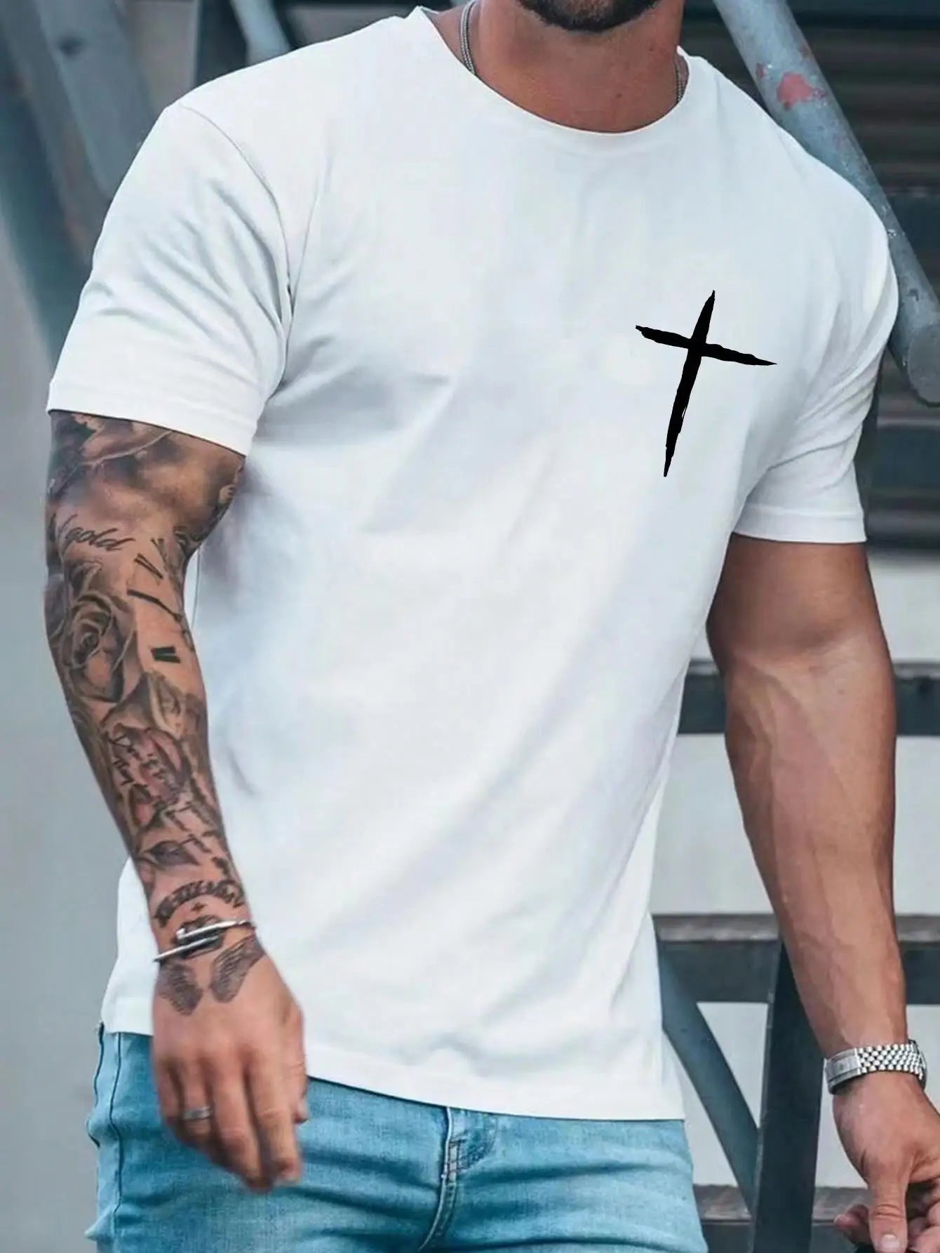 Casual T-Shirt - Simplicity Cross Print
